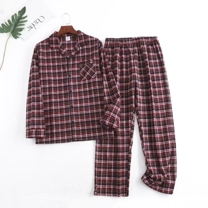Men's Home Suits Long-sleeved Trousers Suits for Autumn and Winter Pijamas for Men Flannel Plaid Design Pajamas for Men