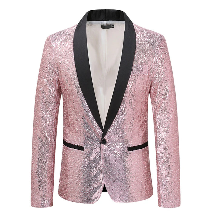 Shiny Gold Sequin Glitter Embellished Blazer Jacket Men Nightclub Prom Suit Blazer Men Costume Homme Stage Clothes For singers