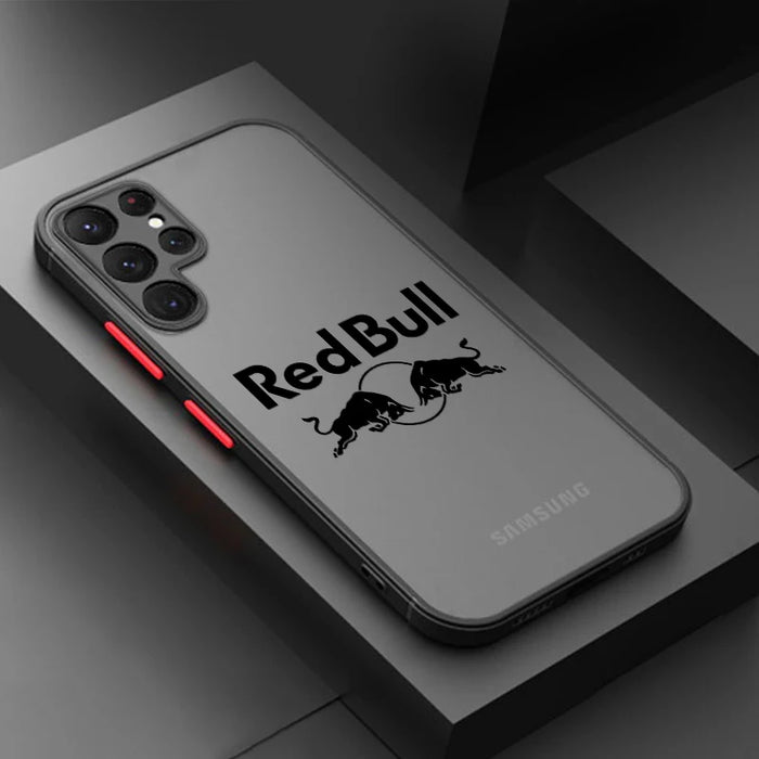 RED Energy drink Bull For Samsung S23 S22 S21 S20 FE S10 S9 Note 20 10 Ultra Lite Pro Plus Frosted Translucent Phone Case