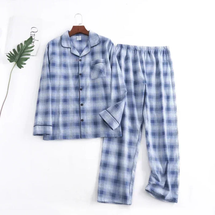 Men's Home Suits Long-sleeved Trousers Suits for Autumn and Winter Pijamas for Men Flannel Plaid Design Pajamas for Men