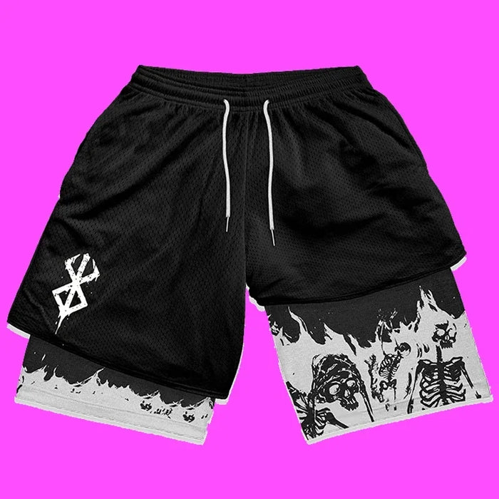 Y2K Summer Men Streetwear Anime High Waist Oversize Breathable Gym Short Pants Training Fitness Workout Track Shorts Clothes