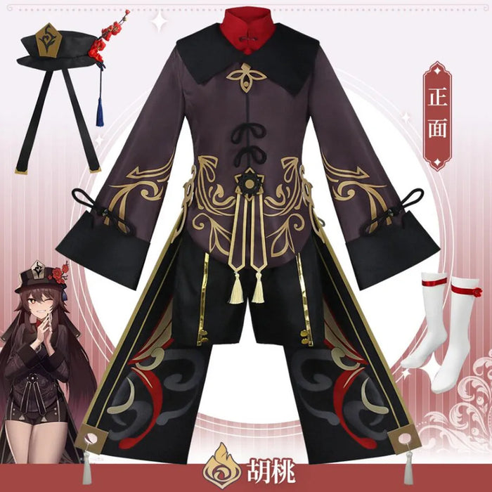 Cosplay Genshin Impact Anime Game Hutao Costume Wig Stricker Accessories Uniform Hu Tao Halloween Women Clothes
