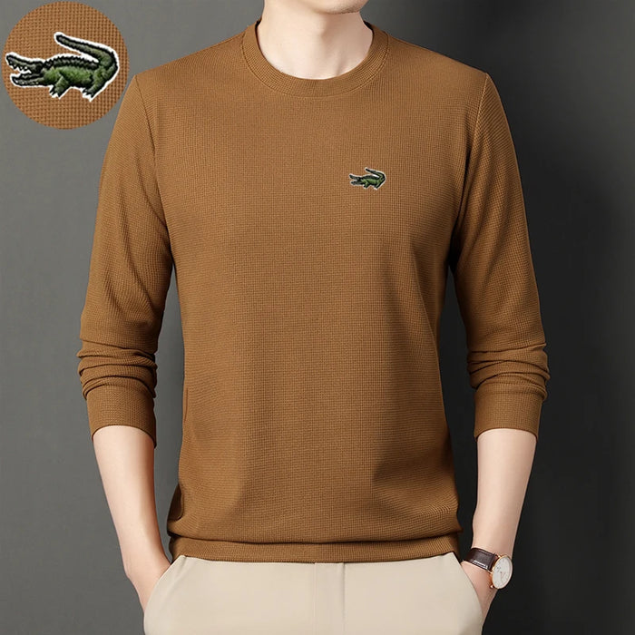 High quality Men's Long Sleeve T-shirt Spring And Autumn Cotton Embroidered Polo Shirt Lapel Men's Clothing Base Shirt Loose