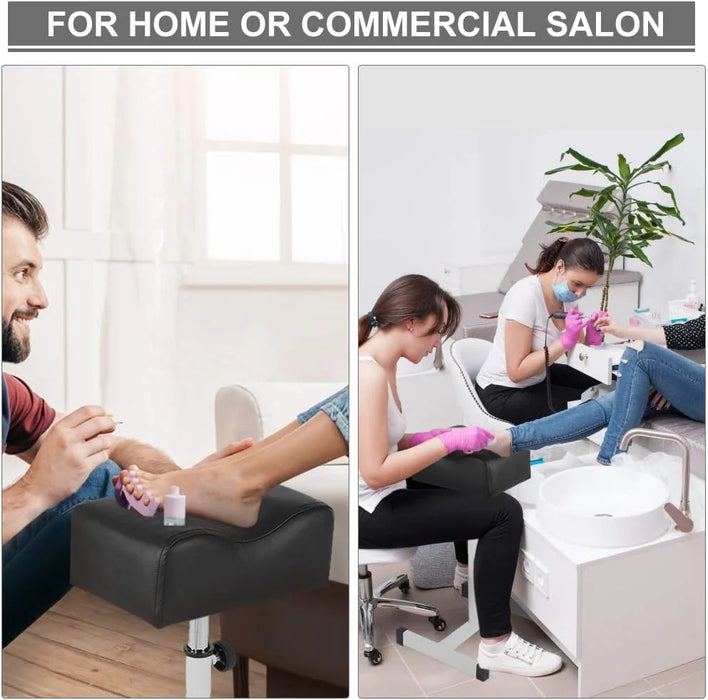 Pedicure Nail Footrest Manicure Foot Rest Desk Salon Spa Stand Black Adjustable