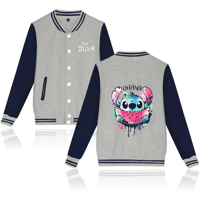 Disney Lilo Stitch Baseball Jacket Men Women Hip Hop Harajuku Jackets Streetwear Kids Boys Girls Loose College Coats