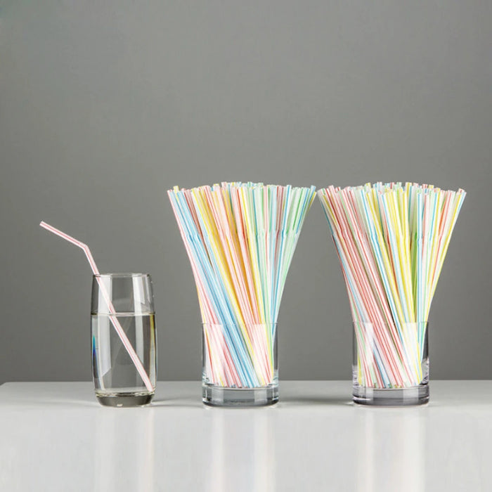100/50Pcs Drinking Plastique Straws Colorful Flexible Wedding Party Supplies Plastic Drinking Plastico Straws