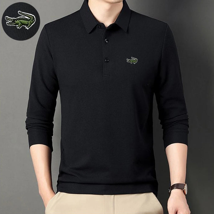 High quality Men's Long Sleeve T-shirt Spring And Autumn Cotton Embroidered Polo Shirt Lapel Men's Clothing Base Shirt Loose
