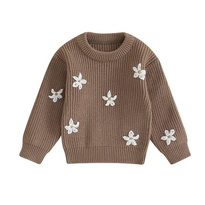 2023-09-05 Lioraitiin 0-24M Newborn Baby Girls Sweaters Clothes Toddler Flower Embroidery Knitted Loose Jumpers Tops Costume