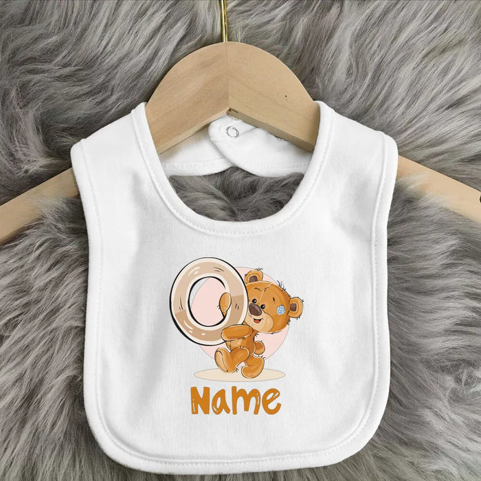 Personalised Baby Bibs Custom Initial Wite Name Boy Girl Cotton Bib  Newborn Saliva Towel Cute Bear Print Bib Baby Shower Gift