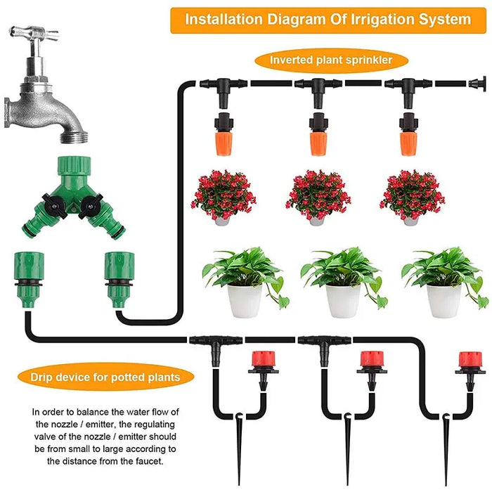 30m/100ft Home Gardening Watering Kits For The Pot Diy Mist Spray Cooling Drip Irrigation System Automatic Irrigation Equipment