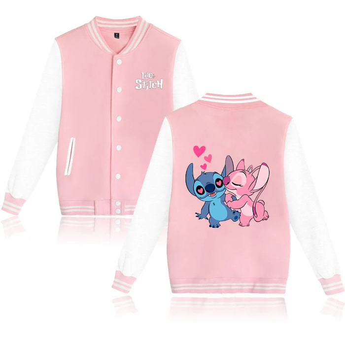 Disney Lilo Stitch Baseball Jacket Men Women Hip Hop Harajuku Jackets Streetwear Kids Boys Girls Loose College Coats