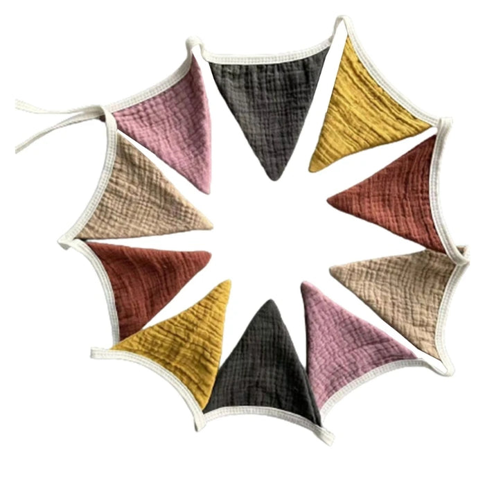 Cotton Bunting Banner Triangle Flags Baby Garland Flag for Baby Shower Party Decor Newborn Photography Props Hanging Banner