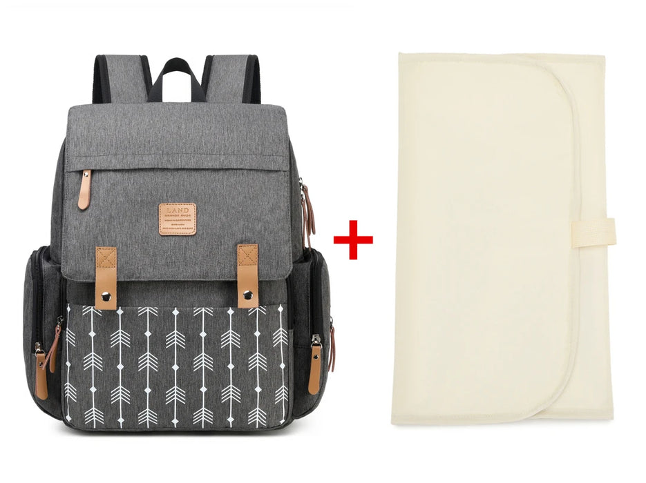 Original LAND Mommy Diaper Bags Mother Large Capacity Travel Nappy Backpacks with changing mat Baby Nursing Bags Real Leather