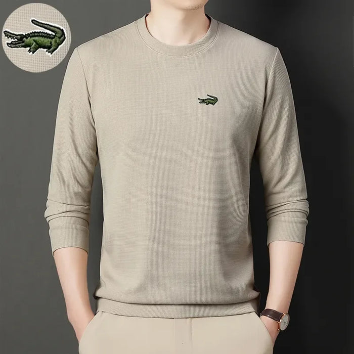 High quality Men's Long Sleeve T-shirt Spring And Autumn Cotton Embroidered Polo Shirt Lapel Men's Clothing Base Shirt Loose