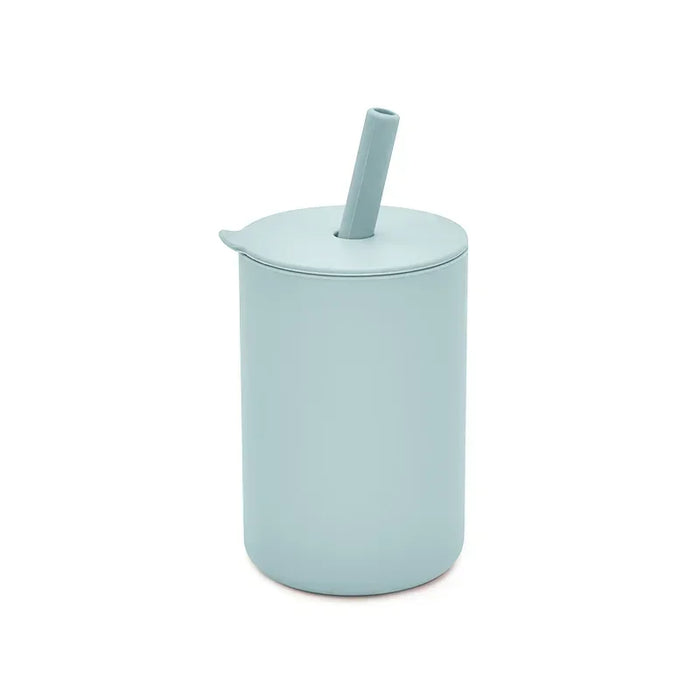 Baby Silicone Feeding Training Cutlery Liquid Straw Cup Kids Learning Cup Double Handle Straw Cup BPA Free Toddler Kettle