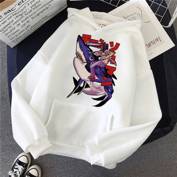 Chainsaw Man Anime Women Hoodies Plus Size Sweatshirt Harajuku Female Long Sleeve Pullover Casual Streetwear Clothes Tops