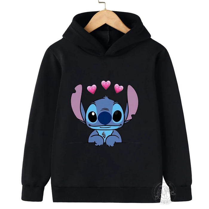 Children Hoodies Stitch Kawaii Fashion Pullover Sweatshirt Anime Manga Cartoons Girls Boy Kids autumn Casual Clothes Tops