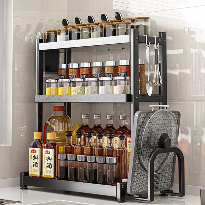 GIANXI Black Detachable Condiment Spice Display Cabinet Kitchen Sideboard Spice Tool Carrier Kitchen Cabinet Home Furniture