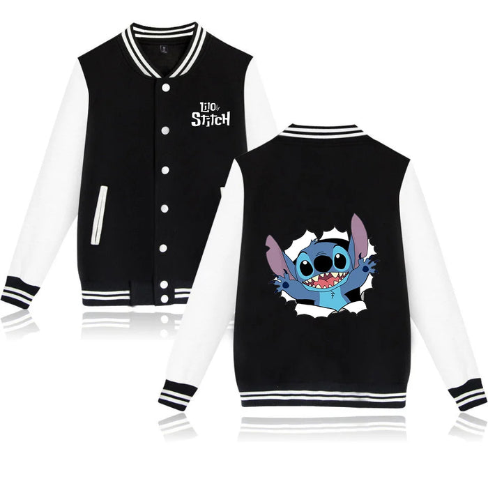 Disney Lilo Stitch Baseball Jacket Men Women Hip Hop Harajuku Jackets Streetwear Kids Boys Girls Loose College Coats