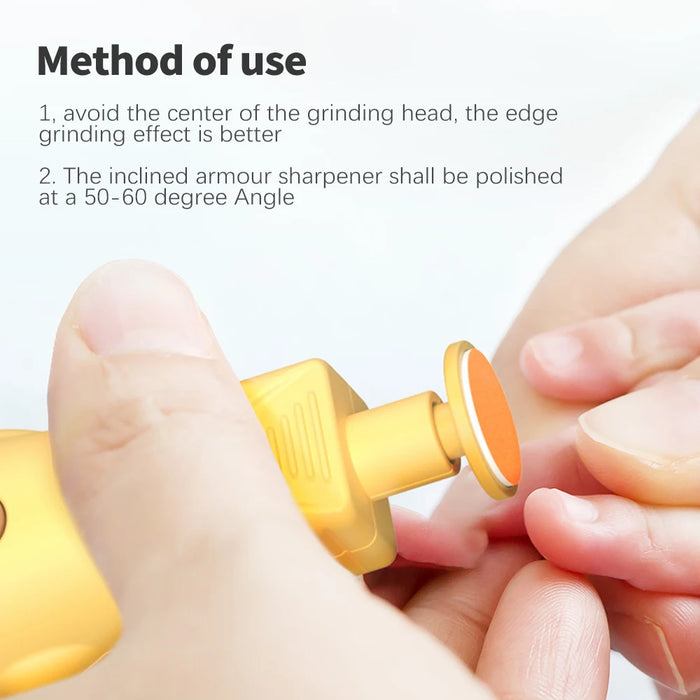 Baby Nail Trimmer Electric Low Noise Baby Nail File with 6 Replacement Pads Cartoon Nail Clippers Baby Care Nail Trimmer