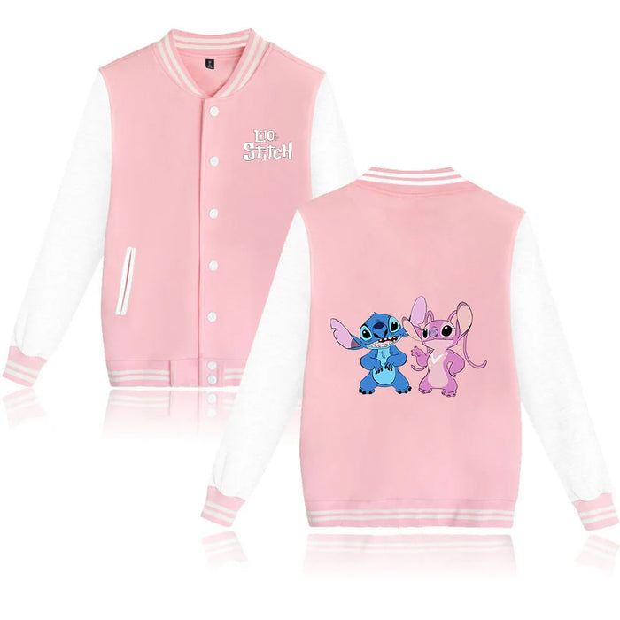 Disney Lilo Stitch Baseball Jacket Men Women Hip Hop Harajuku Jackets Streetwear Kids Boys Girls Loose College Coats