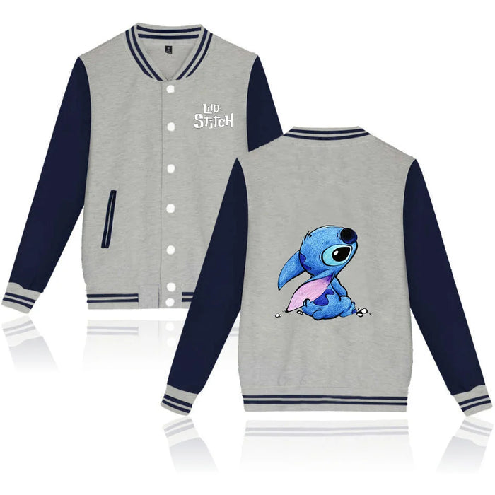 Disney Lilo Stitch Baseball Jacket Men Women Hip Hop Harajuku Jackets Streetwear Kids Boys Girls Loose College Coats
