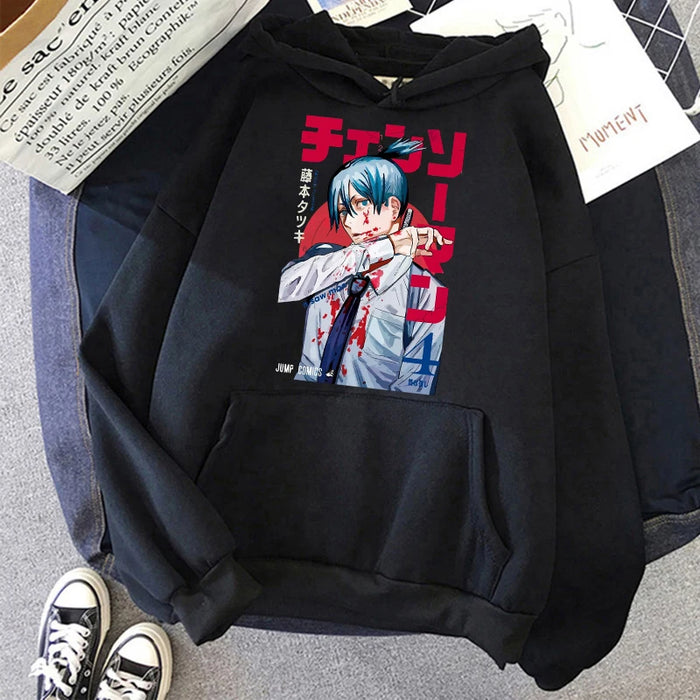 Chainsaw Man Anime Women Hoodies Plus Size Sweatshirt Harajuku Female Long Sleeve Pullover Casual Streetwear Clothes Tops