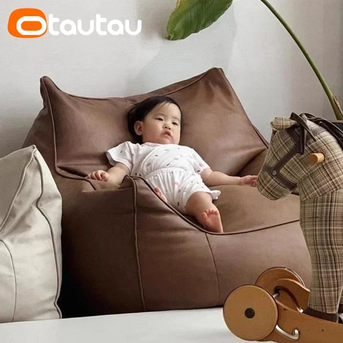 OTAUTAU Children S Size Bean Bag Armchair with Filler Soft Faux Leather Beanbag Chair Floor Corner Sofa Game Read Couch SF178-S