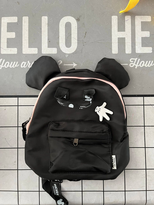 New Style Children's Bag Girls Boys Disney Brand Mickey Mouse Backpack Black Nylon Zipper Two Shoulders WaterProof Schoolbag