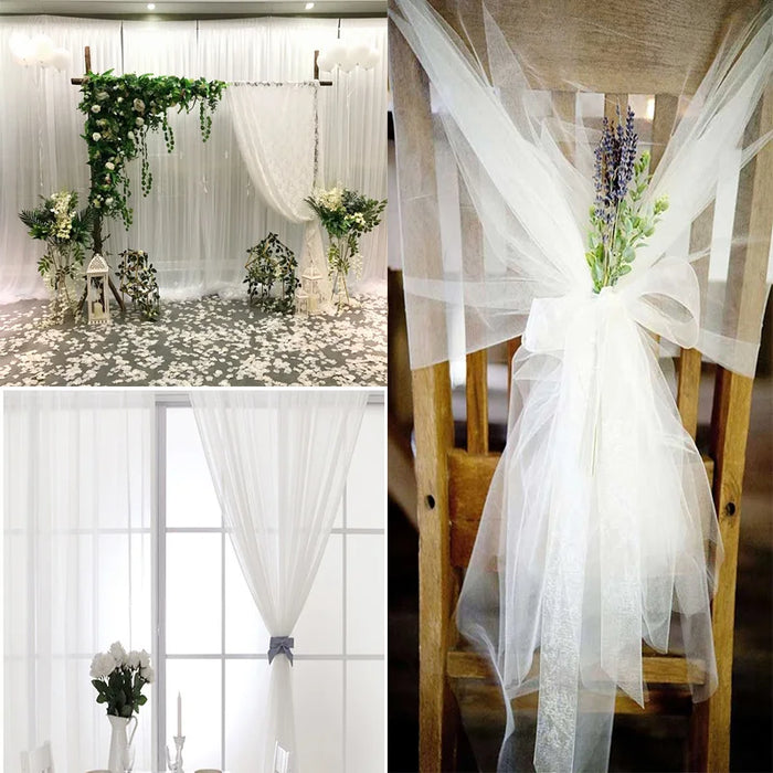 10/5m Wedding Decoration Tulle Roll Crystal Organza Sheer Fabric For Birthday Party Backdrop Wedding Chair Sashes Decor Yarn