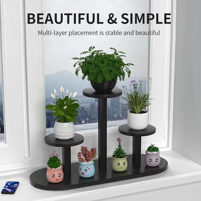 Flower Rack Balcony Bay Window Bedroom Succulent Flower Pot Rack Solid Wood Minimalist Office Desktop Storage Rack