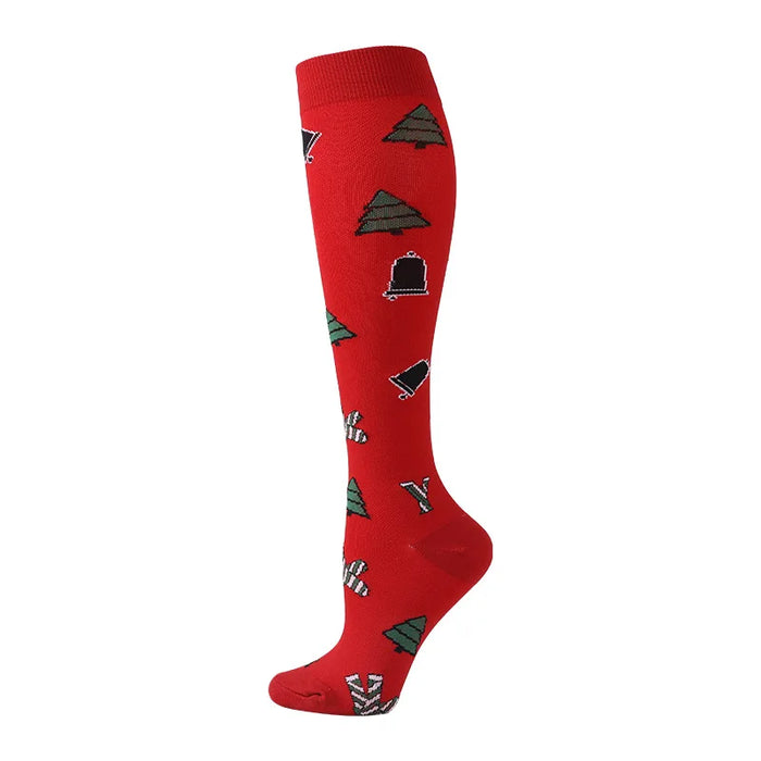 Medical Knee High Running Cycling 20-30 Mmhg Women Sport Sock ONE Pair Nurse Christmas Compression Socks Running
