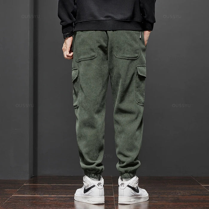Brand Clothing New Winter Fleece Warm Corduroy Pants Men Cargo Work Thick Baggy Streetwear Joggers Trousers Male Large Size 5XL