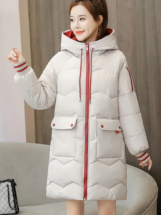 2023 Autumn Winter Women Jacket Coats Long Parkas Thick Warm Jackets Windproof Casual Coat Female Down Cotton Hooded Overcoat