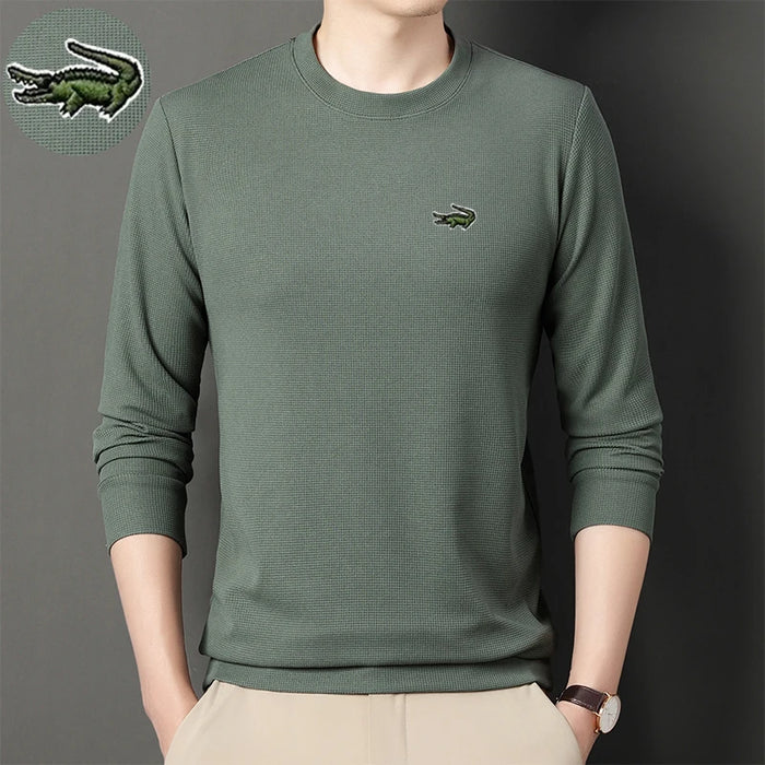 High quality Men's Long Sleeve T-shirt Spring And Autumn Cotton Embroidered Polo Shirt Lapel Men's Clothing Base Shirt Loose
