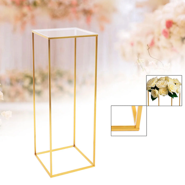 Transparent Top Flower Floor Stand Metal Column Flower Stand Arrangement For Wedding Party Dinner Centerpiece Decoration