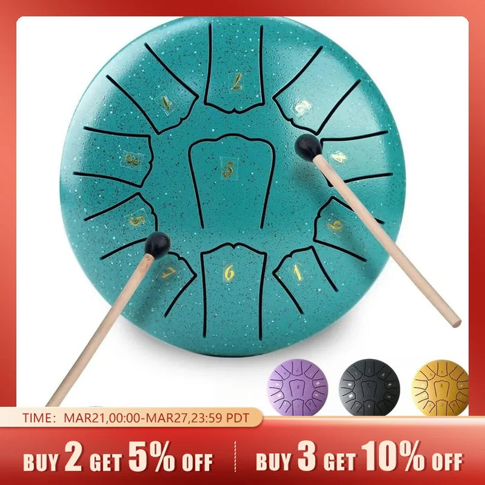 Miwayer Mini Steel Tongue Drum 6 Inch 11 Notes Hollow Drum Music Drum Ethereal Drum Yoga Meditation Drum Percussion Instruments