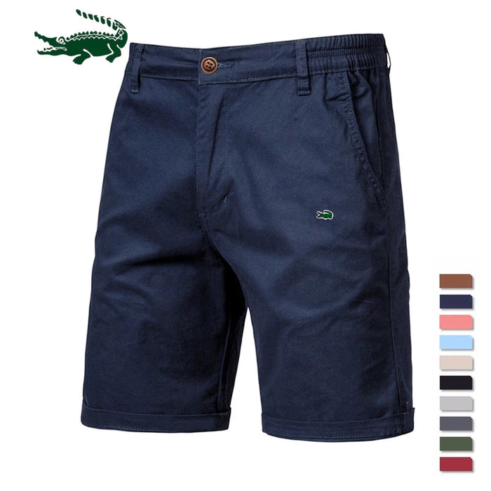 2023 New Summer 100% Cotton Solid Shorts Men High Quality Casual Business Social Elastic Waist Men Shorts 10 Colors Beach Shorts