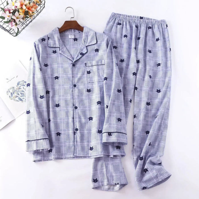 Men's Home Suits Long-sleeved Trousers Suits for Autumn and Winter Pijamas for Men Flannel Plaid Design Pajamas for Men