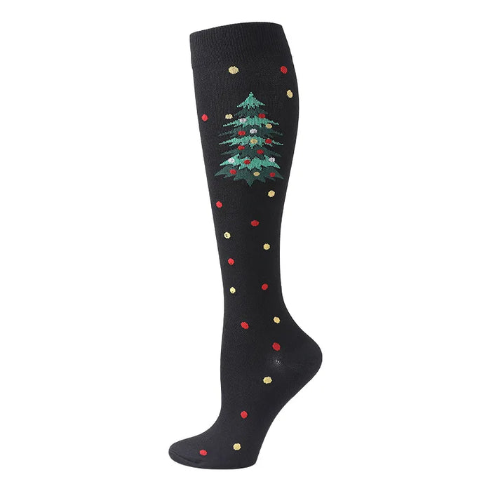 Medical Knee High Running Cycling 20-30 Mmhg Women Sport Sock ONE Pair Nurse Christmas Compression Socks Running
