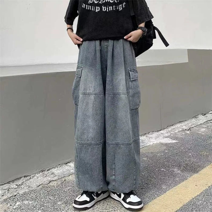 2022 Spring Autumn Trousers y2k baggy jeans for men Wide leg Pants Pockets Elastic Waist Streetwear Loose comfortable Pants