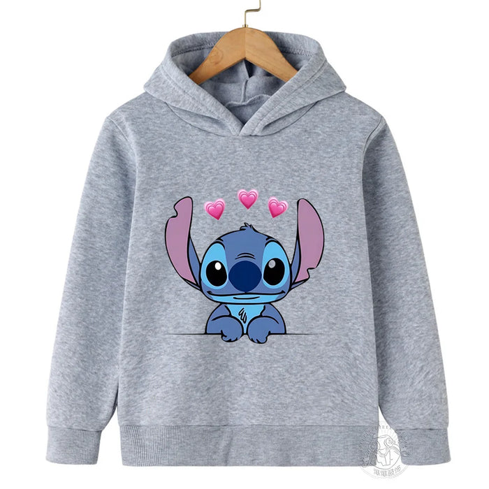Children Hoodies Stitch Kawaii Fashion Pullover Sweatshirt Anime Manga Cartoons Girls Boy Kids autumn Casual Clothes Tops