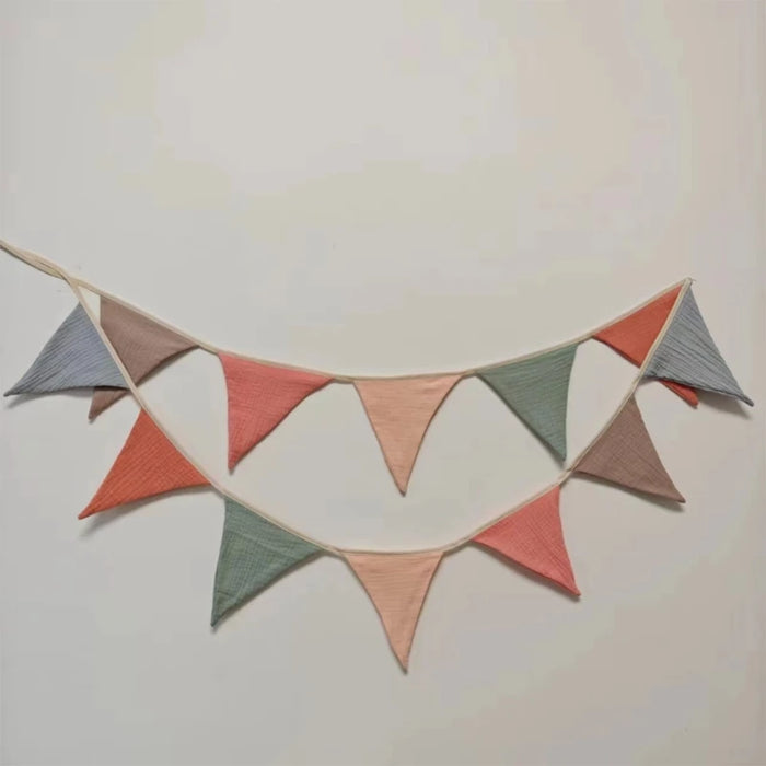 Cotton Bunting Banner Triangle Flags Baby Garland Flag for Baby Shower Party Decor Newborn Photography Props Hanging Banner