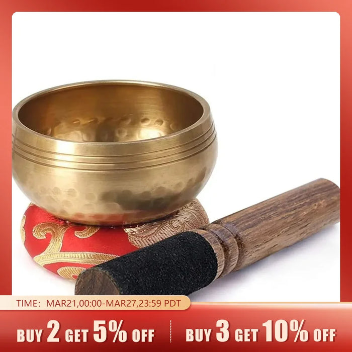 Tibetan Singing Bowl Set Sound Bowl Meditation Bowl Unique Gift Helpful for Meditation Yoga Stress Relief
