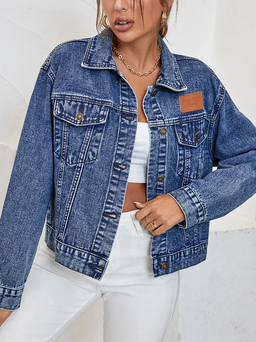 Benuynffy Turn-down Collar Loose Denim Jacket Women Spring and Autumn Single Breasted Female Outwear Casual Jean Coats Jackets