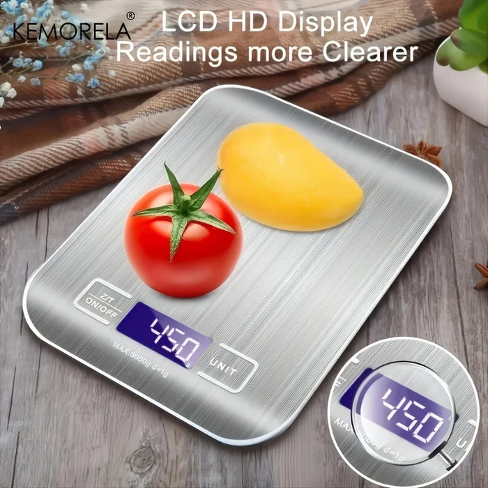 5kg/10kg Stainless Steel Electronic Scale Kitchen Scale Household Food Fruit Snack Weighing Baking Tool