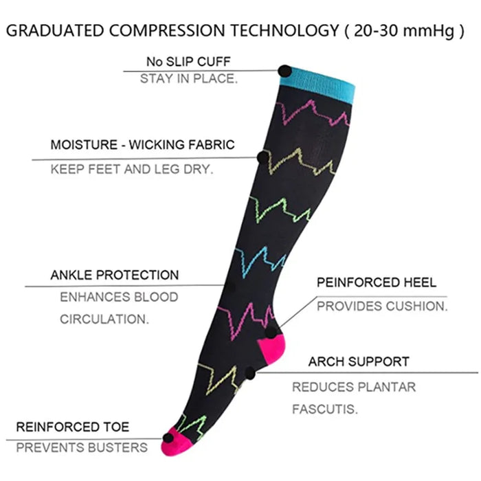 Compression Socks Men's Varicose Veins Diabetes Women's Long Tube Sports Socks Running Riding Medical Nurse Blood Circulation
