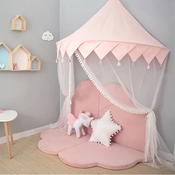 Kids Teepee Tents Children Play House Castle Cotton Foldable Tent Canopy Bed Curtain Baby Crib Netting Girls Boy Room Decoration