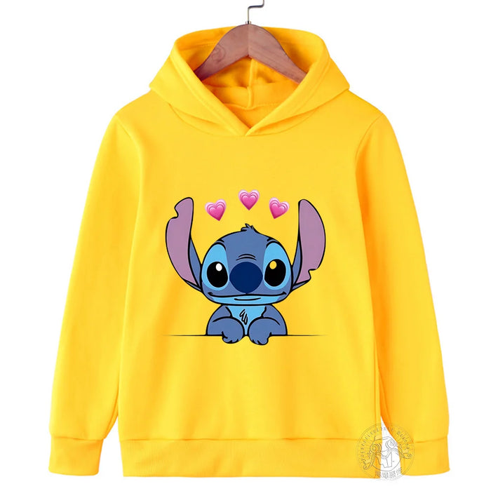 Children Hoodies Stitch Kawaii Fashion Pullover Sweatshirt Anime Manga Cartoons Girls Boy Kids autumn Casual Clothes Tops