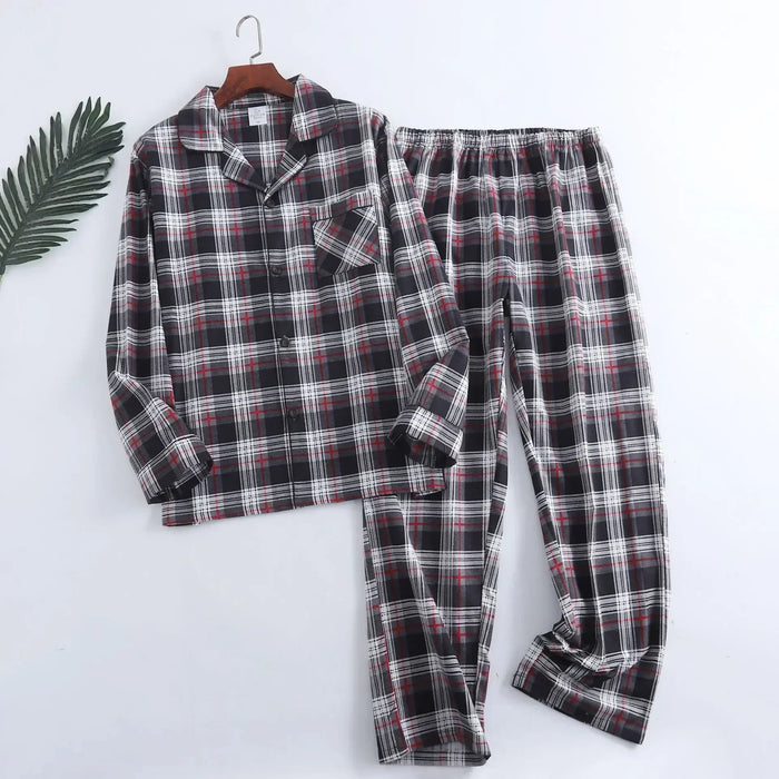 Men's Home Suits Long-sleeved Trousers Suits for Autumn and Winter Pijamas for Men Flannel Plaid Design Pajamas for Men